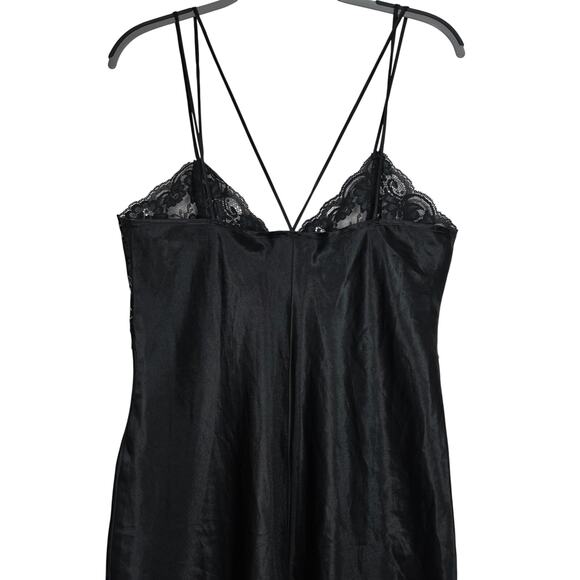 VTG 90s lingerie Now Modern Day LBD Lace Trim Strappy Midi Slip Dress Size Large - Picture 8 of 9